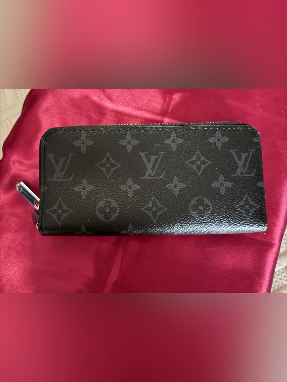 Black Monogram Eclipse Double Zip Wallet